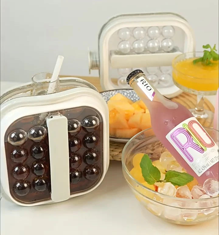 2-in-1 Ice Ball Maker Bottle with Lid Grey