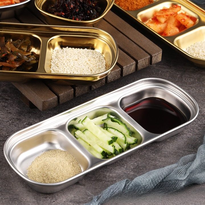 Mini Compartment Dipping Bowls (20 cm Stainless Steel)