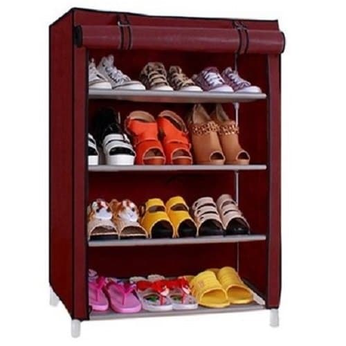 Dustproof Non Woven Fabric Shoes Rack Brown