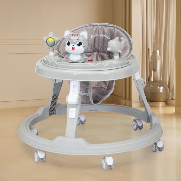 Foldable Anti-Tip Baby Activity Walker Gray