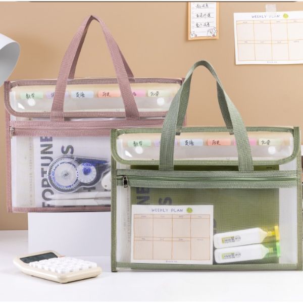 Transparent File Bag Document A4 Large Grey