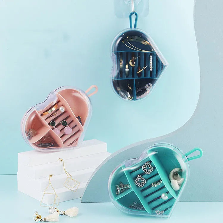 Portable Heart-Shaped Acrylic Jewelry Storage Box