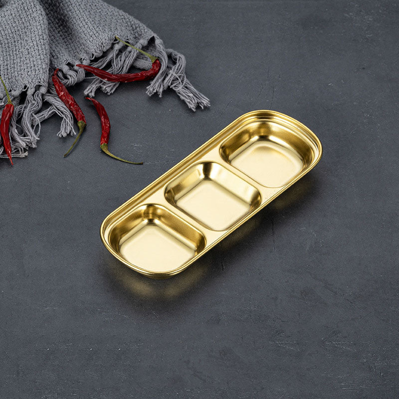 Stainless Steel Mini Compartment Dipping Bowls (15cm Gold)