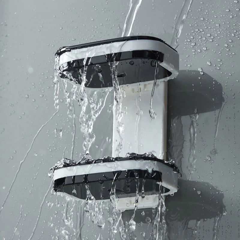Bathroom Plastic Wall-mounted Double Layer Shelf